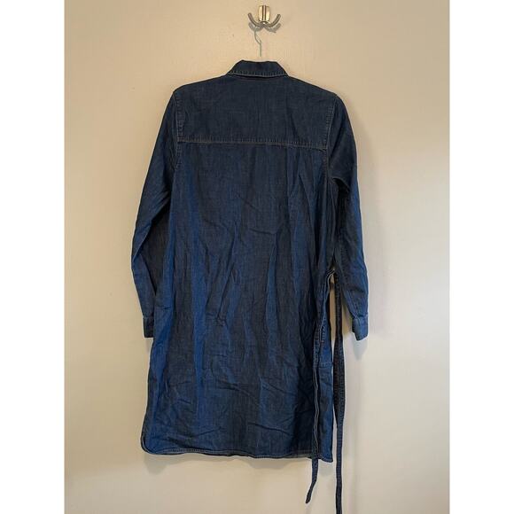 J Jill Denim Size M Button Up Dress Denim Blue Jean Long Sleeves 100% Cotton - Picture 2 of 6